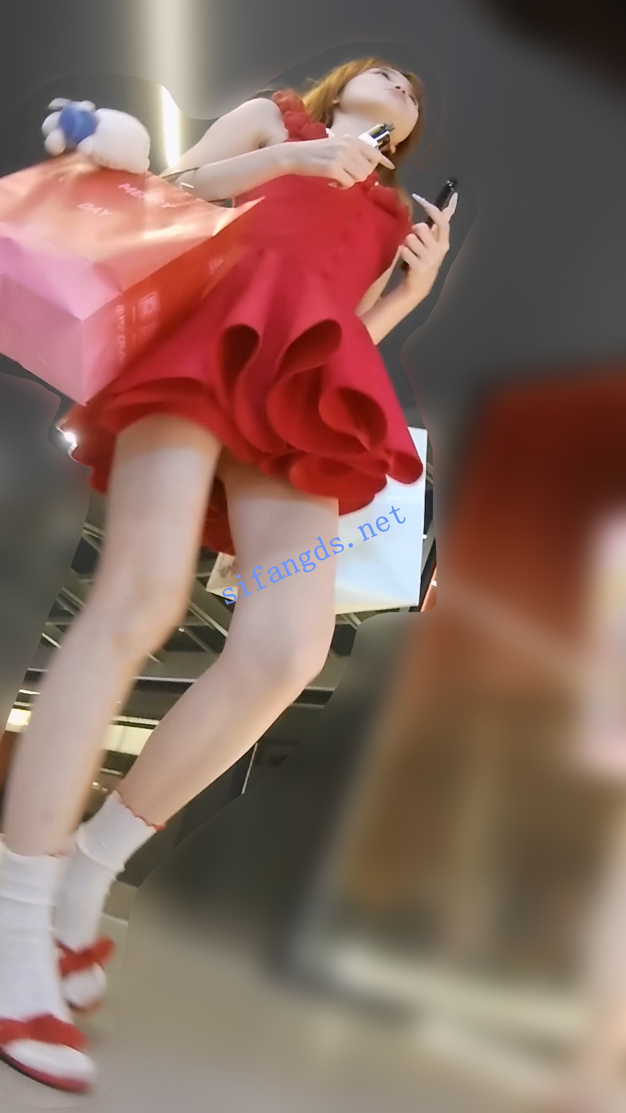 『D·D』-139-火红玫瑰裙，时尚女郎，细长腿，开档半透明内