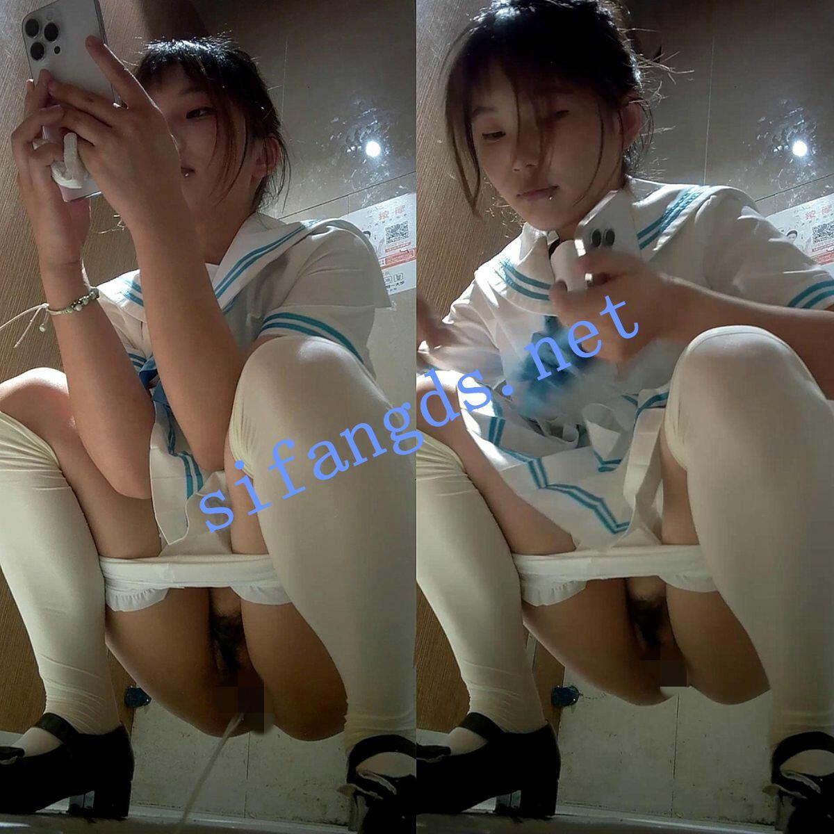 ❤️【厕拍】全景前拍 水手服唇钉可爱萝莉撒尿