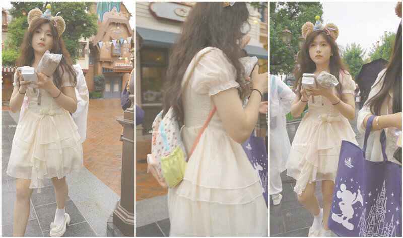 BC-AA 大神迪斯尼一路跟踪抄底蕾丝裙小姐姐❤️无痕内一半夹进屁股缝