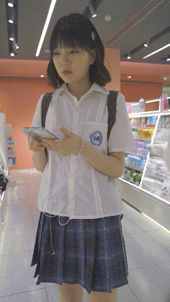 ✅(BC-AA-666)美妆店CD短发制服JK小学妹❤️侧脸清纯甜美白内