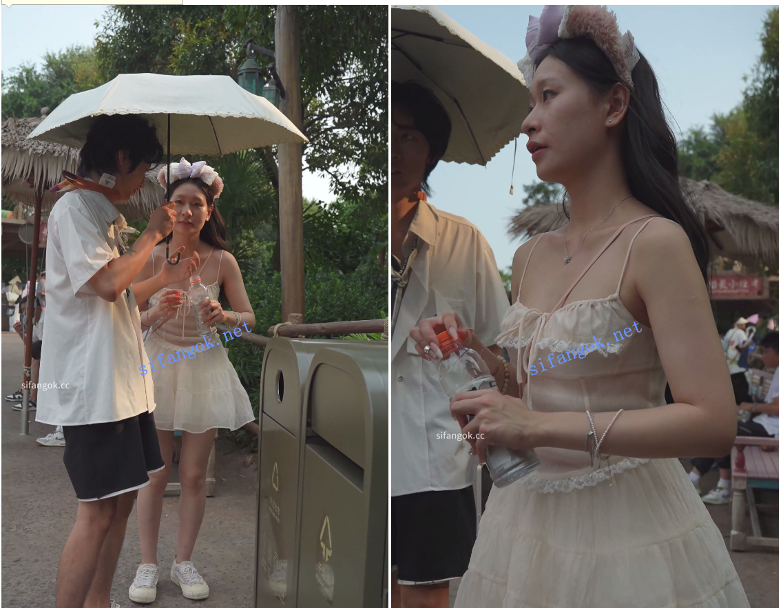 (BC-AA-682)吊带蕾丝裙小姐姐逛街..无痕内夹进屁股缝露毛